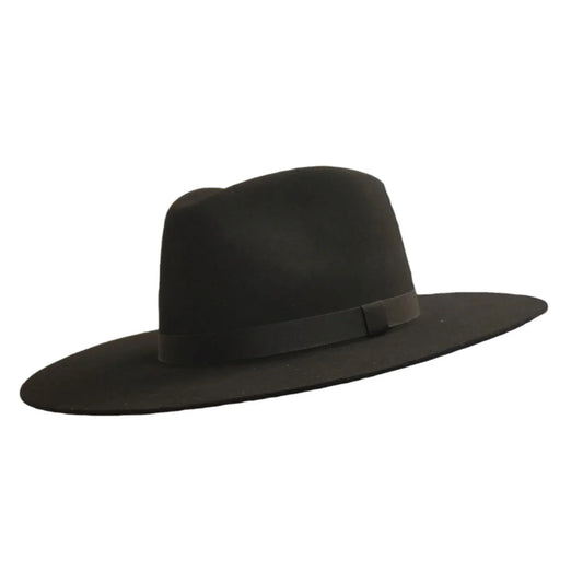 Black Felt Flat Brim