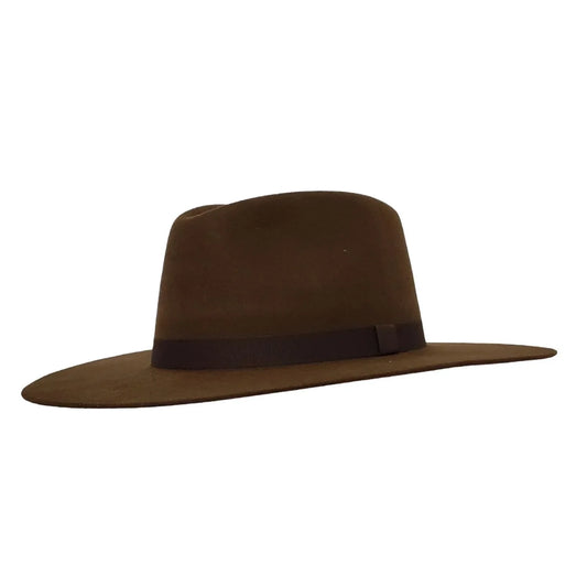 Brown Felt Flat Brim