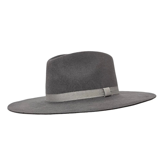 Grey Felt Flat Brim